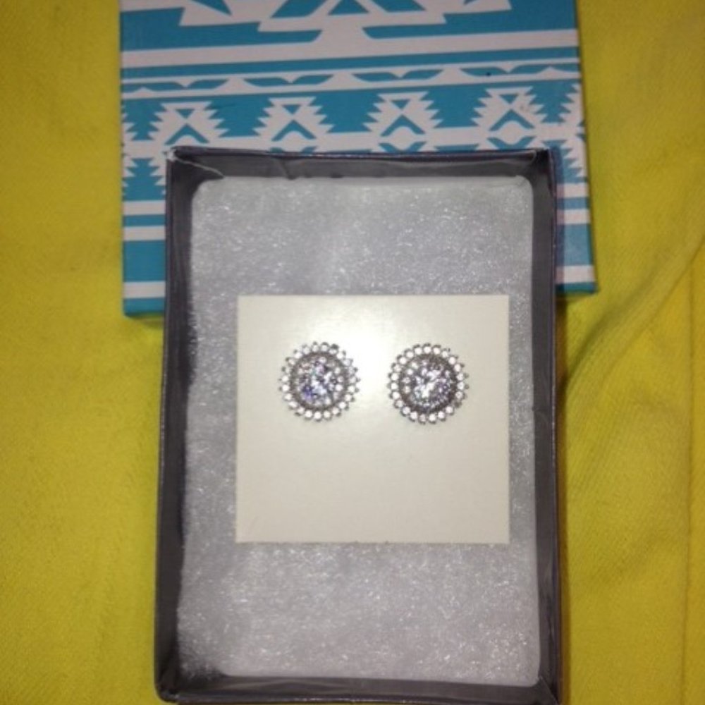 Pretty Round Rinestone Post Earrings - Picture 4 of 8